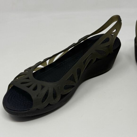 Crocs Adrina III Wedge Sandals Womens 9 Black Open Toe Summer Comfort Casual - Picture 7 of 15